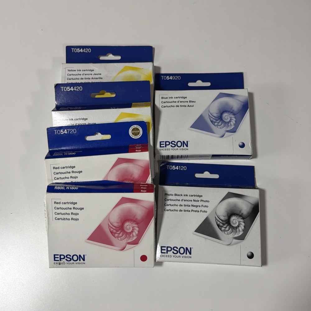 6 Epson R800 R1800 Print Ink T054920 T054120 T054720 T054420 OEM Stylus Photo